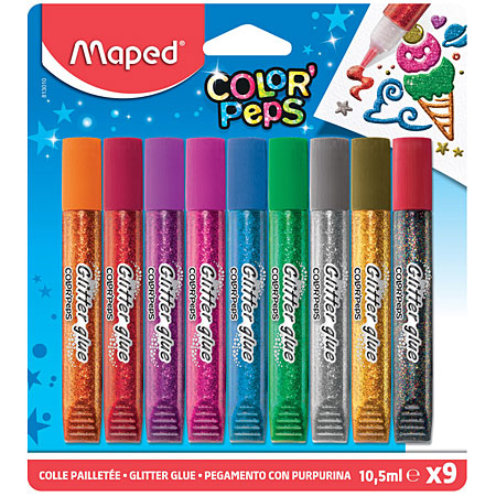 Maped Color'Peps - glitterlijm - assortiment van 9 tubes 10,5ml