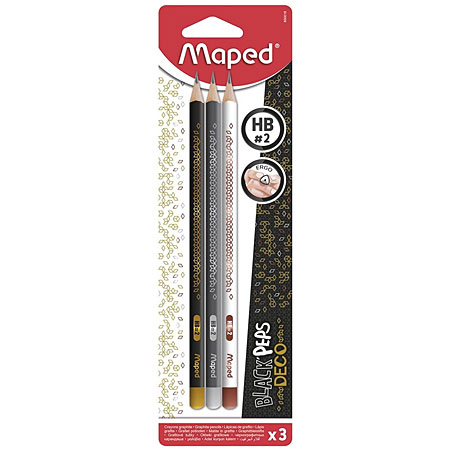 Maped Black Peps Deco - 3 assorted graphite pencils HB