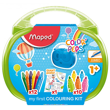 Maped Color'Peps Box - colouring kit - 10 markers, 10 wax crayons & 1 giant poster