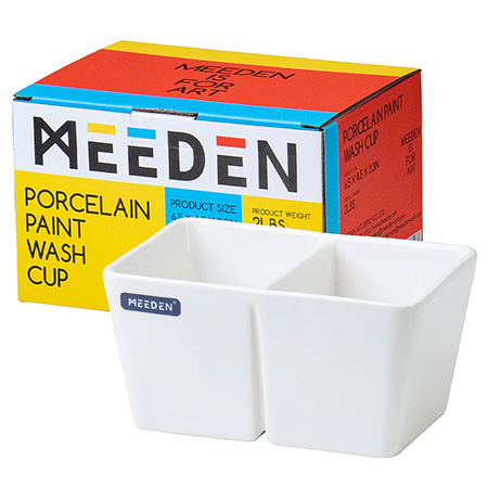 Meeden Lave-pinceaux en porcelaine - 2 compartiments - 16.5x11.4cm