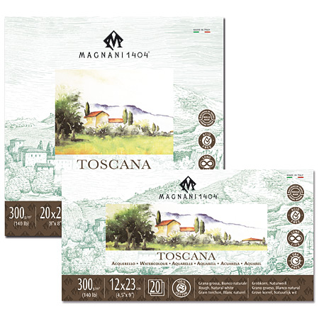 Magnani Toscana - bloc aquarelle - 20 feuilles 100% coton - 300g/m² - grain torchon