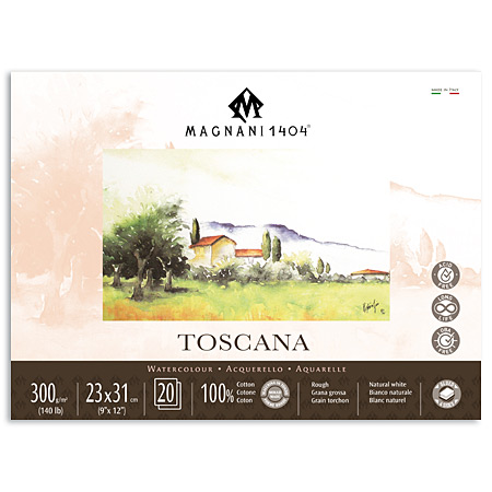 Magnani Toscana - watercolour pad - 20 sheets 100% cotton - 300g/m² - rough - glued on 4 sides