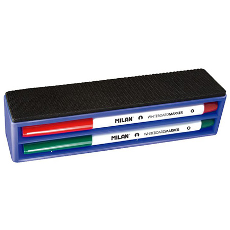 Milan Set of 4 white board fibretip pens & 1 magnetic eraser