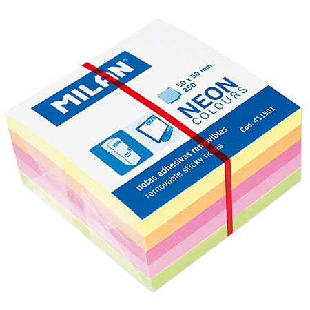 Milan 250 adhesive notes pad - 50x50mm - neon colours