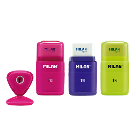 Milan Acid - eraser with sharpener with tank - assorted colours