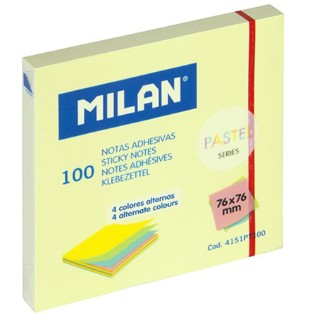 Milan Bloc de 100 notes adhésives - 76x76cm - 4 couleurs pastel