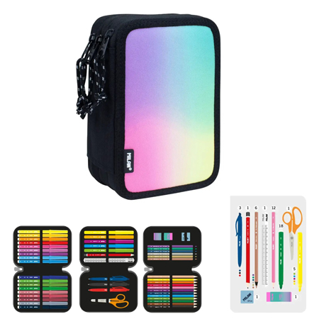 Milan Sunset - gevulde pennenzak - 3 vakken - 19.5x13x7.5cm