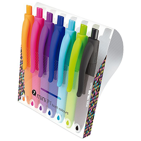 Milan Mini P1 Touch - plastic wallet - 7 assorted coloured ballpoint pens