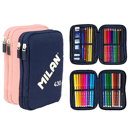 Milan 430 - plumier garni - 2 compartiments - 19.8x14.3x4cm