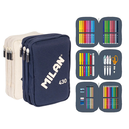 Milan 430 - plumier garni - 3 compartiments - 19.8x14.3x6.5cm
