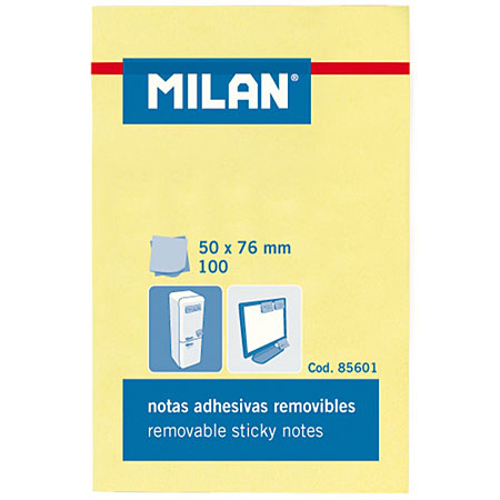 Milan Pad of 100 adhesive notes - 50x76mm - yellow