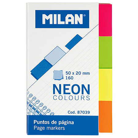 Milan Paquet de 160 marques-pages adhésifs - 50x20mm - 4 couleurs néon