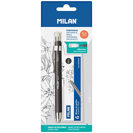 Milan Pack of 1 propelling pencil 5.2mm (B) & 6 graphite leads