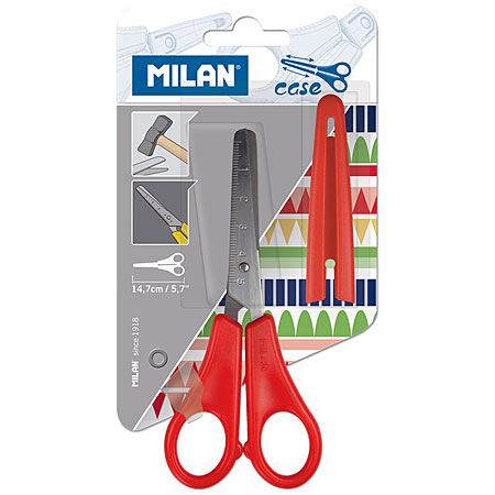 Milan Kid's scissors with case - 14,7cm - rounded point - assorted colours