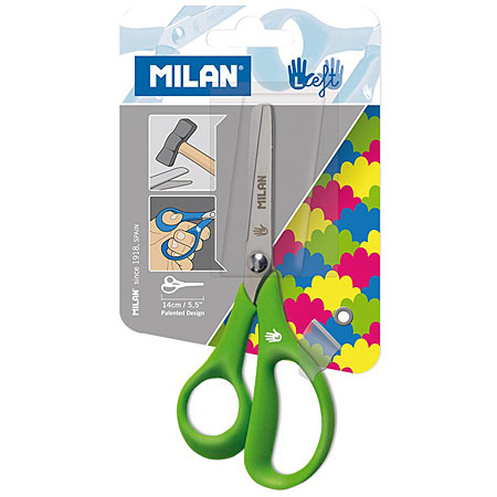 Milan School scissors for lefthander - 14,5cm - rounded point - assorted colours