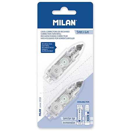 Milan Pack of 2 correction tape refills - 5mmx6m