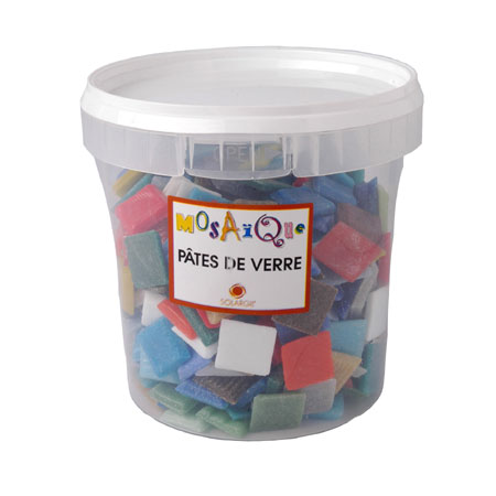 Solargil Mosaïque en pâte de verre - 2x2cm - seau 1l - assortiment de couleurs