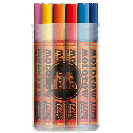 Molotow One4all 127HS - plastic box - assorted acrylic markers - 2mm/1mm round tip