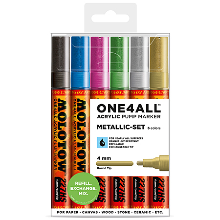 Molotow One4all 227HS - plastic pouch - assorted acrylic markers - 4mm round tip