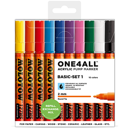 Molotow One4all 127HS - plastic etui - assortiment van acrylverfmarker - ronde punt 2mm