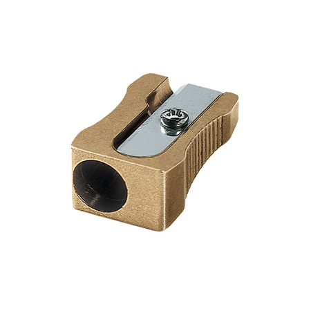 M+R Logos - messing potloodslijper - diameter 8,2 mm - plat