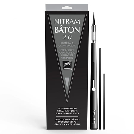 Nitram Bâton 2.0 - set de 1 porte-fusain, 1 bâton de fusain (Mignonette) & 1 mine graphite