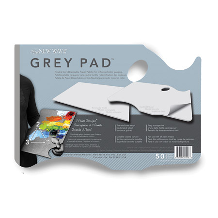 New Wave Grey Pad - ergonomic disposable paper palette - 50 grey sheets - 28x40cm