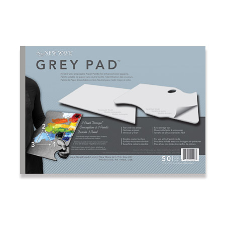 New Wave Grey Pad - rectangular disposable paper palette - 50 grey sheets - 28x40cm