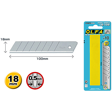 Olfa LB-10B - pack of 10 spare blades for cutter 18mm