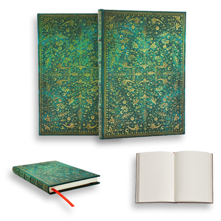 Paperblanks Fleur d'Emeraude - carnet d'écriture - couverture rigide cousue - 144 pages - 120g/m² - 12x18cm - uni