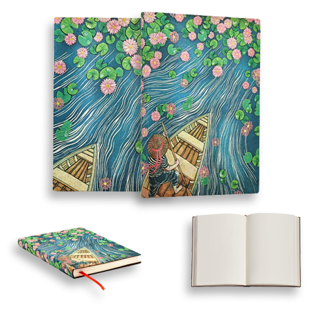 Paperblanks La Vie avec Yuko "Rivière aux Lotus" - carnet d'écriture - couverture souple cousue - 176 pages - 100g/m² - 12x17.5cm - uni