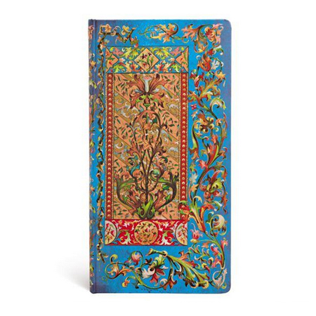 Paperblanks Cascade Florentine Bleu Delphine - carnet d'écriture - fermeture élastique - 176 pages - 9x18cm - 85g/m² - ligné