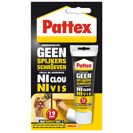 Pattex Geen spijkers en Schroeven - hoge kleefkracht lijm - oplosmiddelvrij - tube 50gr