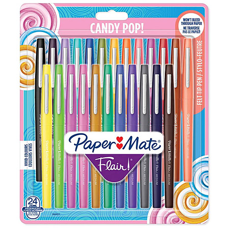 Paper Mate Flair Candy Pop - assortiment de 24 feutres pointe moyenne