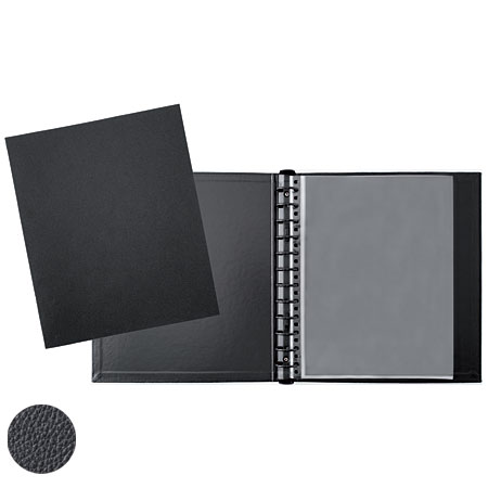 Prat Professional - ring binder - hard, leather-like vinyl cover - 10 sheet-protectors - black