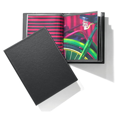 Prat Slimbook - presentatiemap - stevige omslag in gestreept vinyl - 12 vaste showtassen - zwart