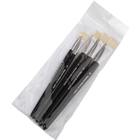 Peacock Set of 5 Bristle brushes - series 2329 - flat - short handle - n.6 to n.18
