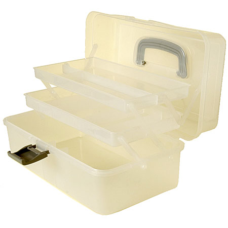 Peacock Storage box in transparent plastic - 2 divided trays - 33x20x15cm