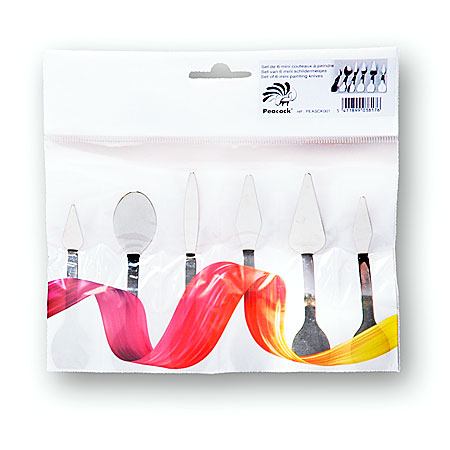 Peacock 6 assorted painting knives without handle
