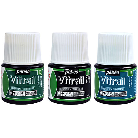 Pébéo Vitrail - solvent based colours for glass painting - 45ml bottle - transparent colours