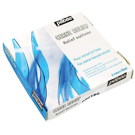 Pébéo Vitrail à l'eau Cerne Relief - assortiment de 6 tubes 20ml