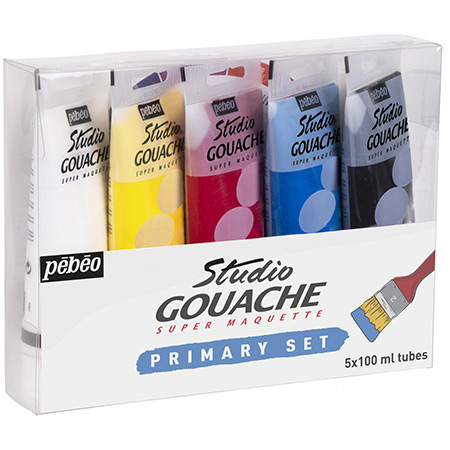 Pébéo Studio Gouache - Primary Set - 5 assorted 100ml tubes