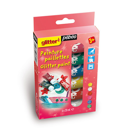 Pébéo Glitter - Set Découverte - assortiment de 6 flacons 20ml