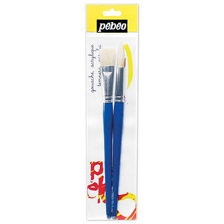 Pébéo Set of 2 jumbo brushes - bristles - assorted flat & round