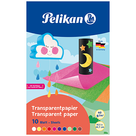 Pelikan Transparent paper - pouch 10 sheets 30x18cm - 10 assorted colours