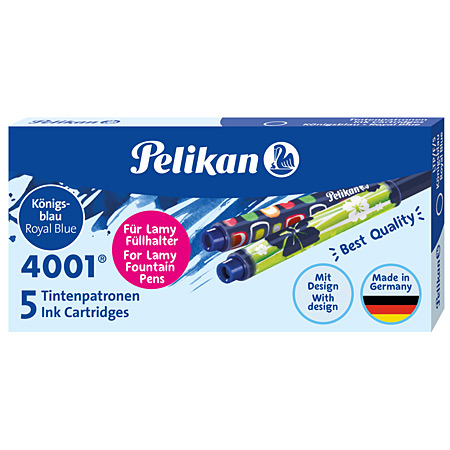 Pelikan 4001 LTP/F/S - box of 5 ink cartridges for Lamy foutain pen - royal blue