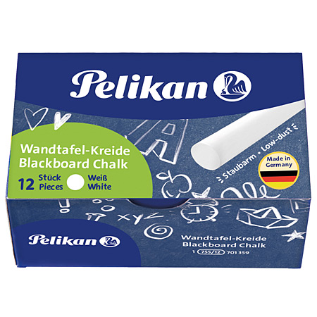 Pelikan Boîte de 12 craies rondes pour tableau noir - blanc