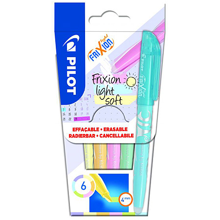 Pilot Frixion Light Soft - plastic etui - assortiment uitwisbare tekstmarkers