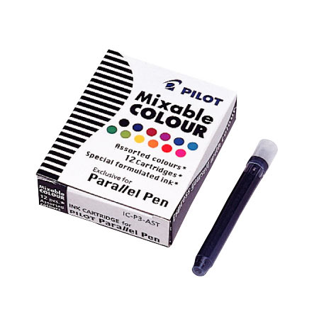 Pilot Parallel pen - box of 12 ink cartridges - assorted colours
