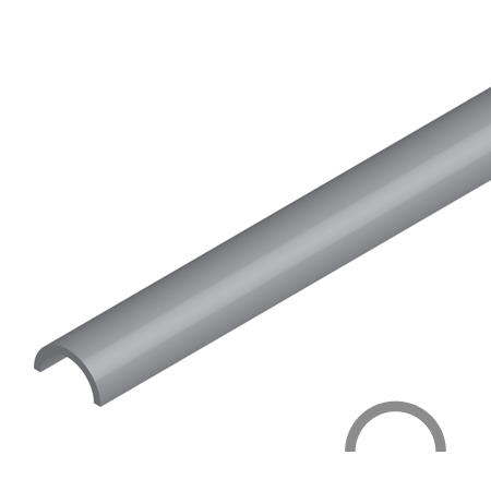 Plastruct Tubing in grey butyrate - half round - 38cm